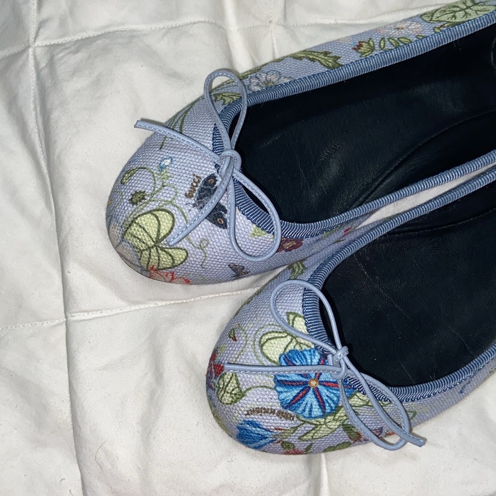 EUC Gucci womens shoes Ali flats floral print bow - Picture 14 of 15